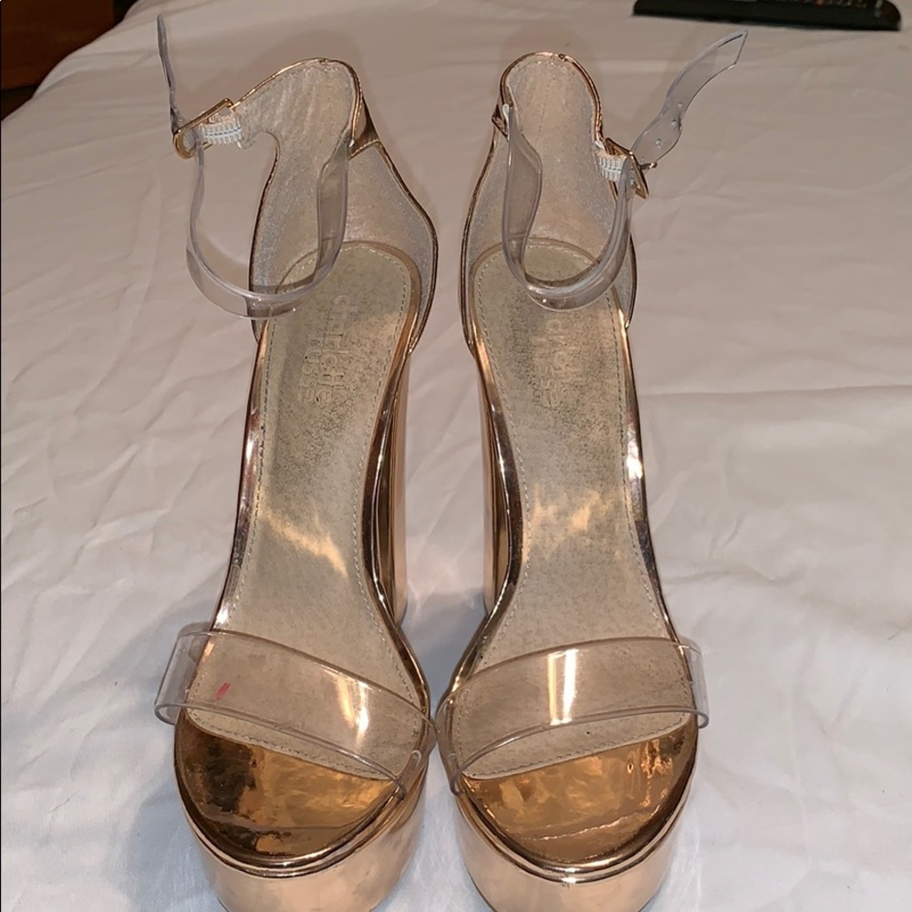 Rose gold/gold and clear heals